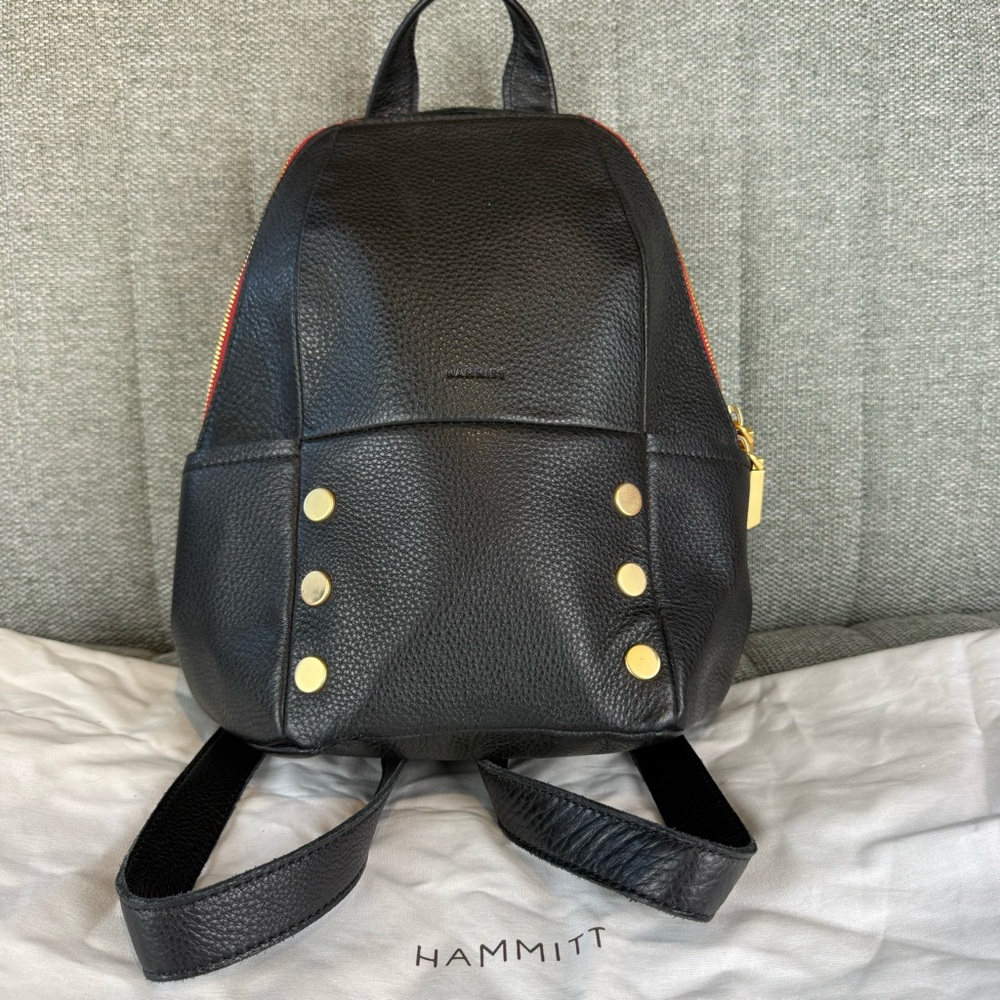 Hammitt Black Hunter Medium Backpack with gold rivets